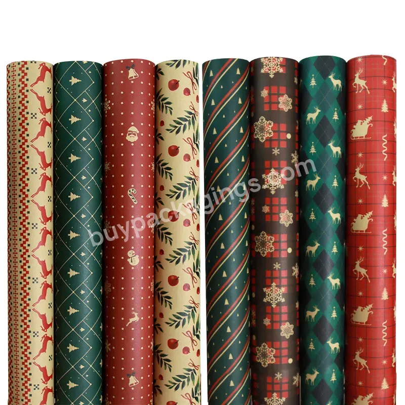 Yohpack Brown Craft Paper Gift Wrapping Paper Striped Christmas Tree Decorating Paper