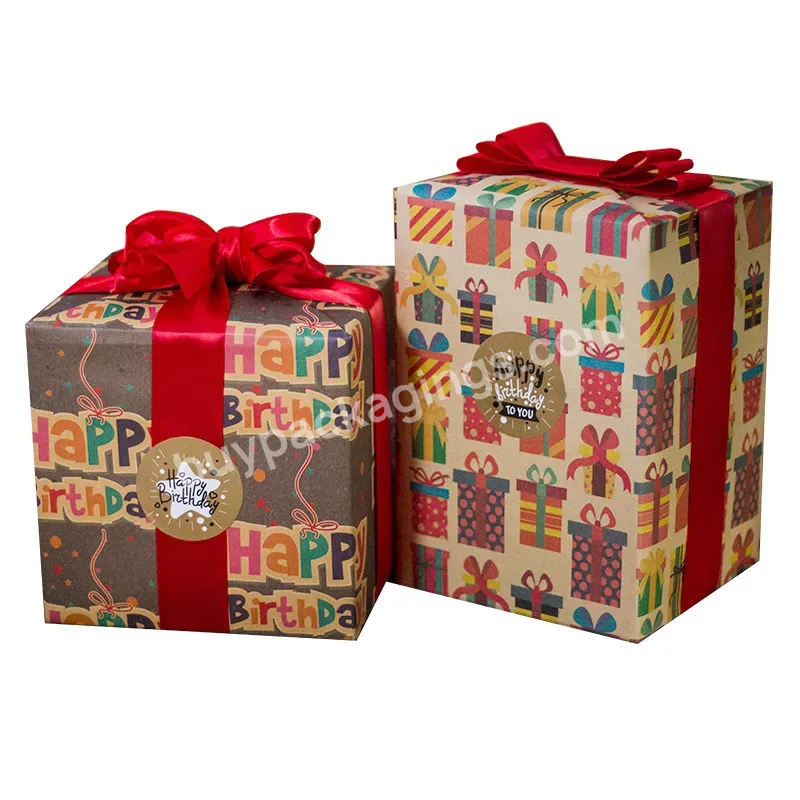 Yohpack Brown Kraft Paper Cake Candles Champagne Cute Birthday Thickened Letters Gift Wrapping Paper