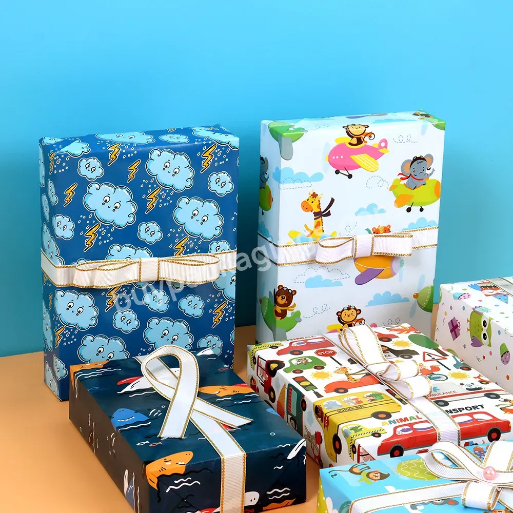 Yohpack Children's Day Gift Wrapping Paper Cartoon Cute Thickened Diy Gift Paper Car Wrapping Paper For Kids