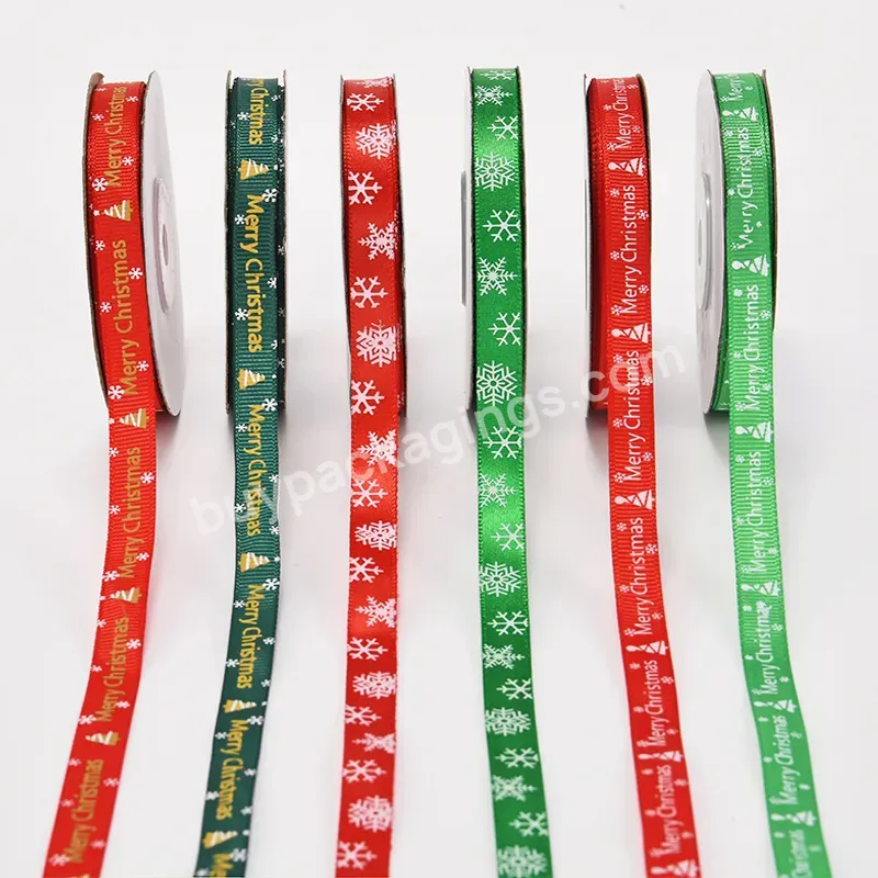 Yohpack Christmas Decoration Ribbon 1cm Small Roll Gift Ribbon Printing Logo Thread Ribbon Tape