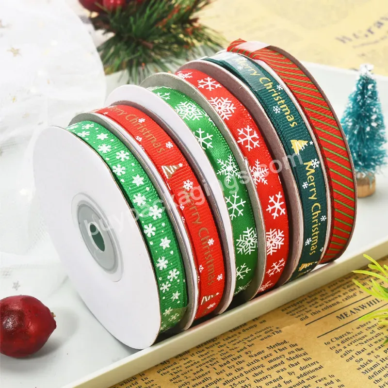 Yohpack Christmas Decoration Ribbon 1cm Small Roll Gift Ribbon Printing Logo Thread Ribbon Tape