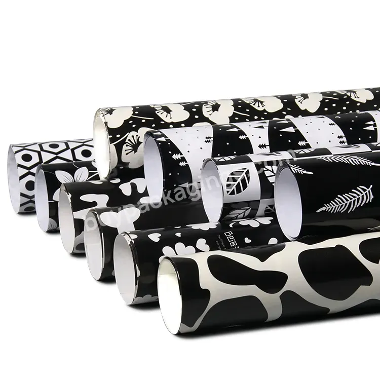 Yohpack Christmas Gift Wrap Paper Recyclable Black Various Patterns Customized Gift Wrapping Paper Roll