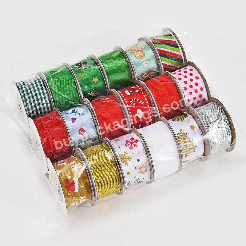 Yohpack Christmas Small Roll Ribbon Set Holiday Gift Packaging Ribbons Home Decoration 5 Yard Ribbon