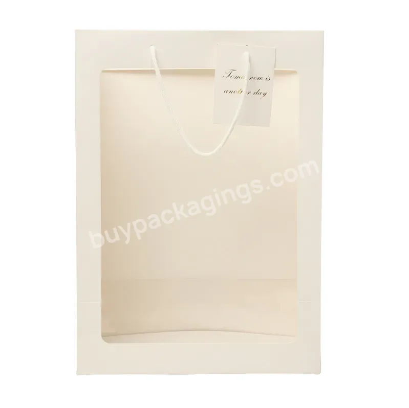 Yohpack Clear Window Wedding Gift Bag Florist Shop Packaging Paper Bag For Flower Pvc Clear Flower Bouquet Bags With Handle
