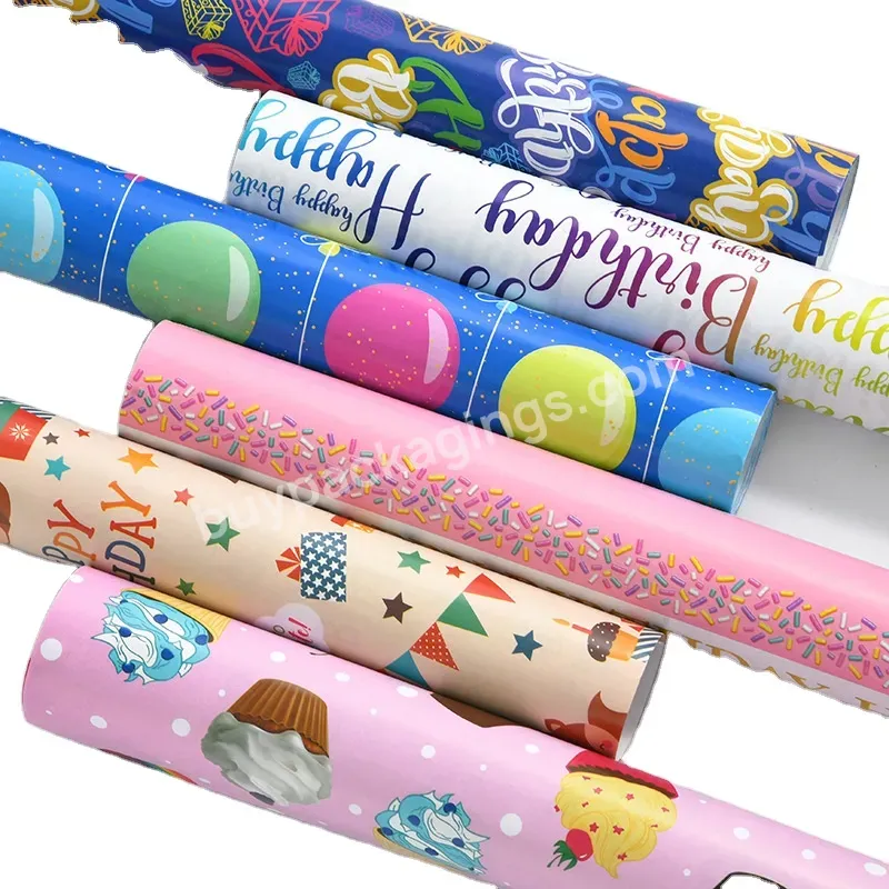 Yohpack Coated Paper Color Printing Thickened Children's Birthday Gift Cartoon Letters Wrapping Paper