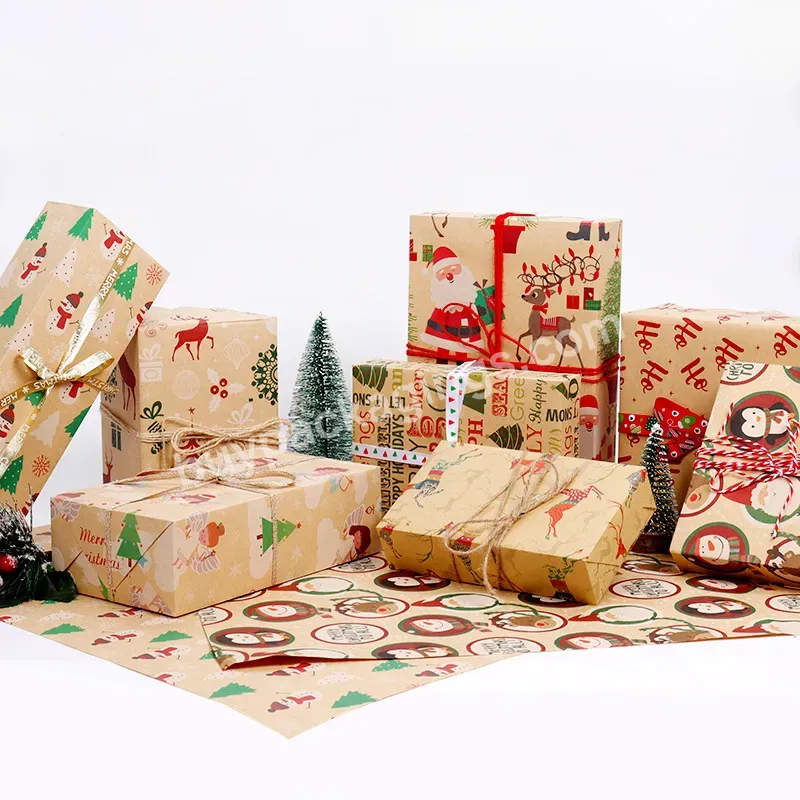 Yohpack Creative Gift Box Decorative Paper Natural Color Print Christmas Gift Wrapping Kraft Paper