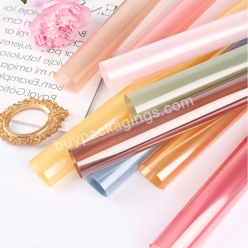 Yohpack Crystal Opp Colored Cellophane Jelly Film Floral Wrap Paper Waterproof Translucent Fresh Flower Bouquet Wrapping Paper