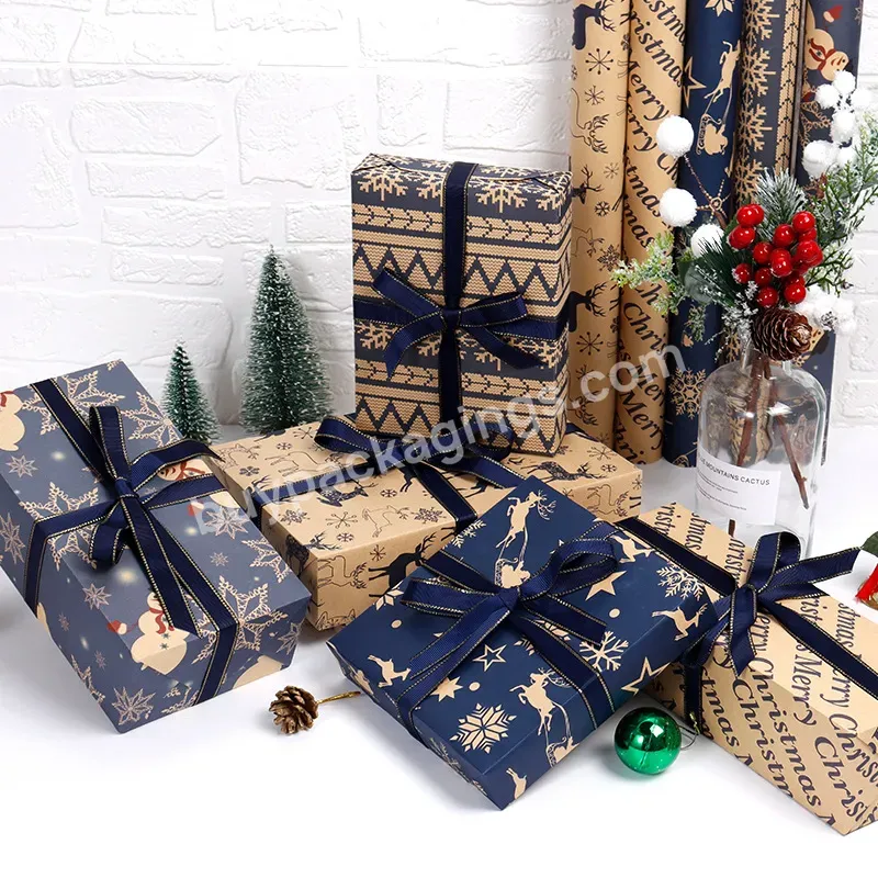 Yohpack Dark Solid Colors Blue Christmas Gift Paper Vintage Craft Paper Gift Wrapping Paper
