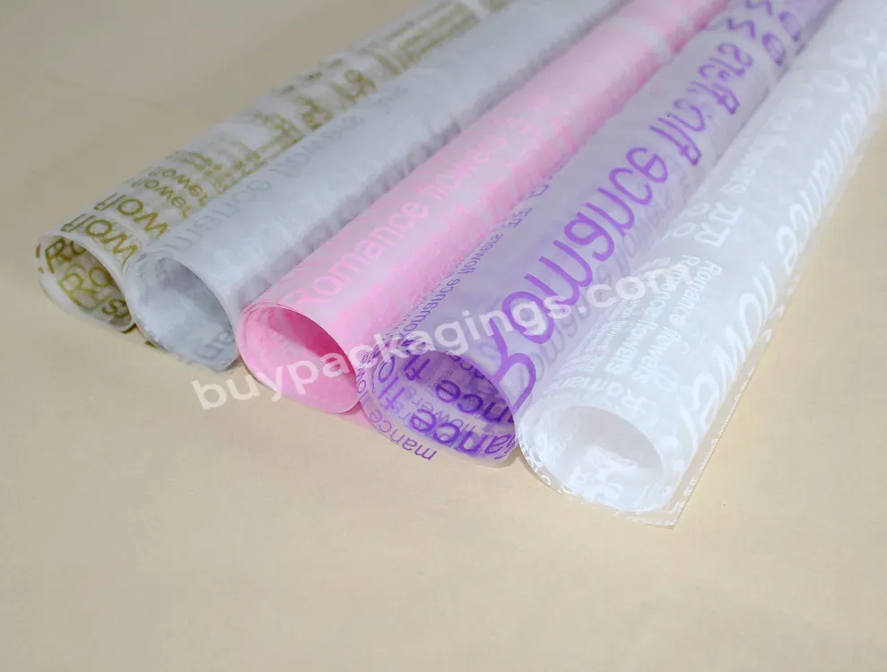 Yohpack English Printed Flowers Paper For Bouquet Translucent Waterproof Floral Wrapping Paper Cellophane