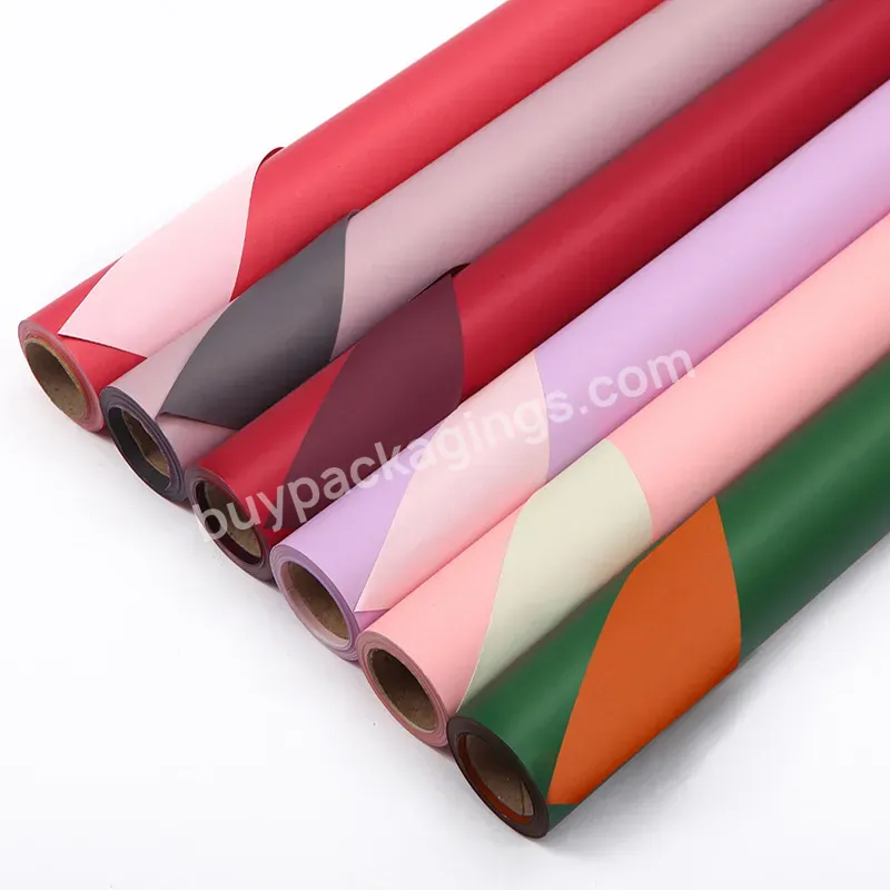 Yohpack Factory Spot Direct Sales Roll Thickened Waterproof Two-color Gift Bouquet Flower Rolling Wrapping Paper