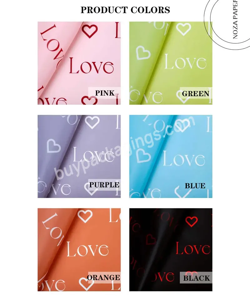 Yohpack Florist Bouquet Waterproof Wrapping Paper With Heart Valentine's Day New Eternal Love Flower Paper Packaging