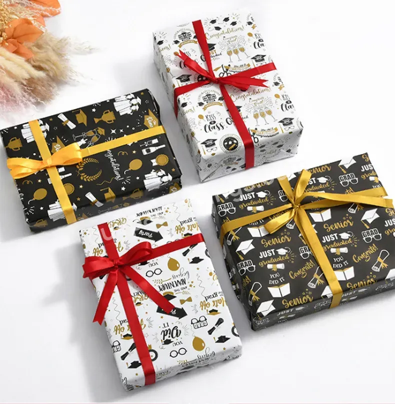 Yohpack Graduation Season Teachers' Day Gift Wrapping Paper Black Hot Stamping Souvenir Wrapped Paper