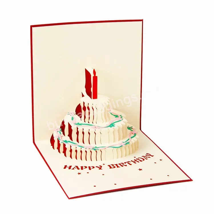 Yohpack Happy Birthday Cards 3d Three-dimensional Creative Card Hand-hollowed Paper Carving Cake Birthday Wishes Gift Card