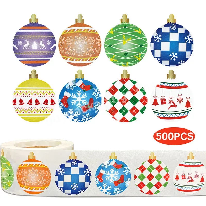 Yohpack Hot Selling 8 Design Color Ball Tag Holiday Decoration Gift Tape Christmas Roll Stickers