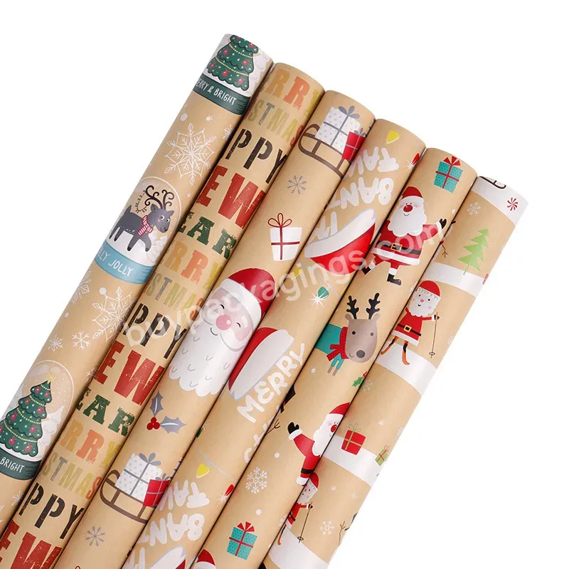 Yohpack In Stock Christmas New Packing Paper For Gift Box Gift Decoration Elk Craft Paper Packaging