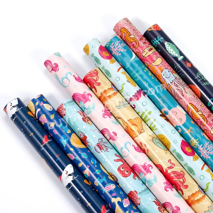 Yohpack Innovative New Cartoon Undersea World Gift Paper Kids Cute Birthday Gift Wrapping Paper Wholesale