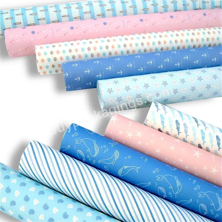 Yohpack Matte White Craft Paper Blue Whale Ocean Blue Dream Fresh Valentine's Day Festival Gift Wrapping Paper