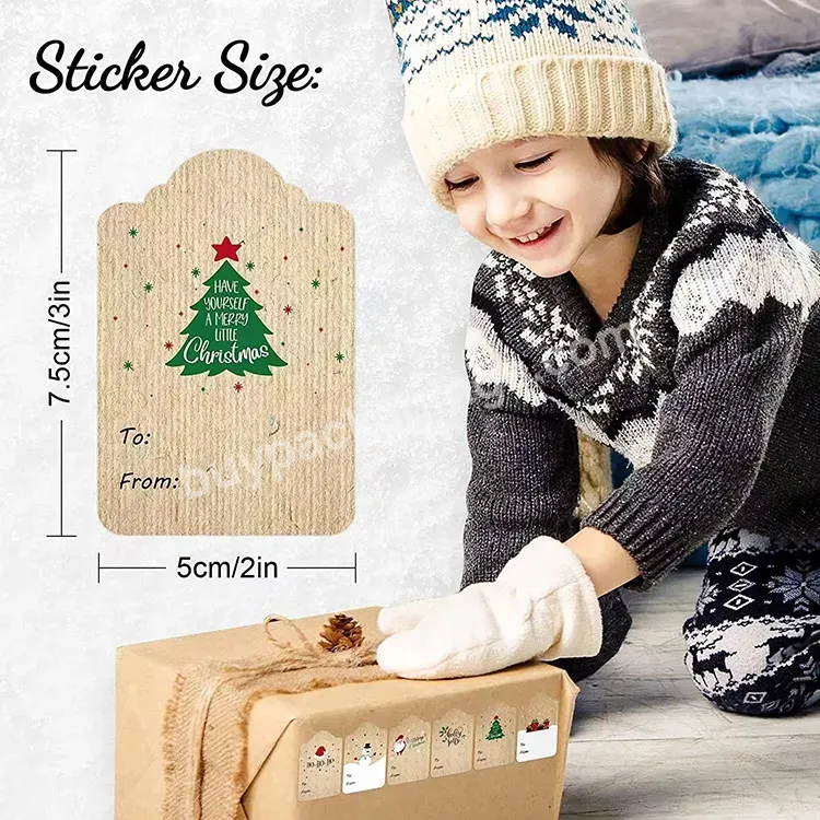 Yohpack New 6 Design Rectangle Shaped Craft Christmas Stickers Holiday Decoration Self-adhesive Gift Tags