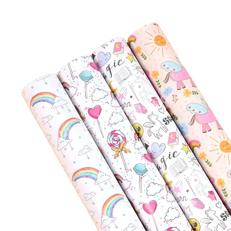 Yohpack New Cute Cartoon Unicorn Print Birthday Gift Wrapping Paper Holiday Gift Paper Wholesale Stock