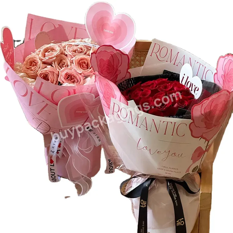 Yohpack New Heart Three-dimensional Paper Flower Wrapping Kraft Paper Valentine's Day Rose Bouquet Wrapping Paper