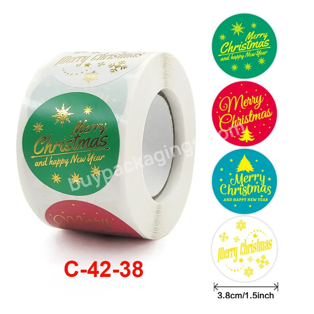 Yohpack New Roll Decals Christmas New Year Bronzing Gift Series Commercial Decorative Adhesive Stickers Labels