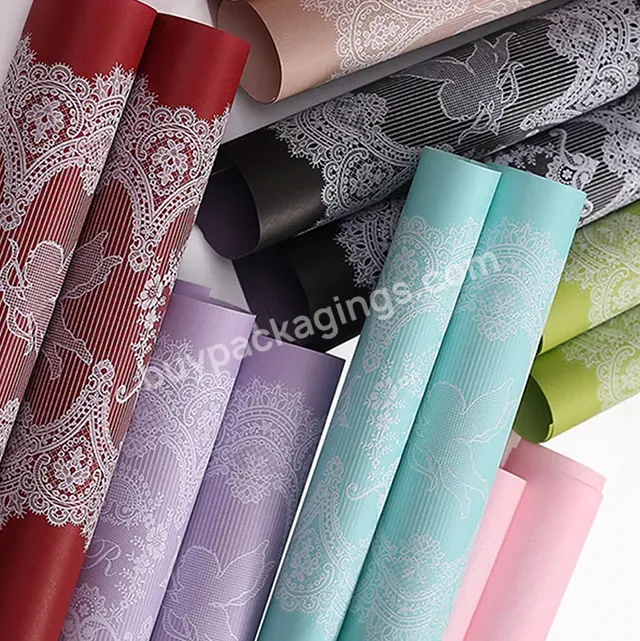 Yohpack New Three-dimensional Wrapping Paper Bouquet Material High Quality Art Lace Paper Rolling Floral Wrappers