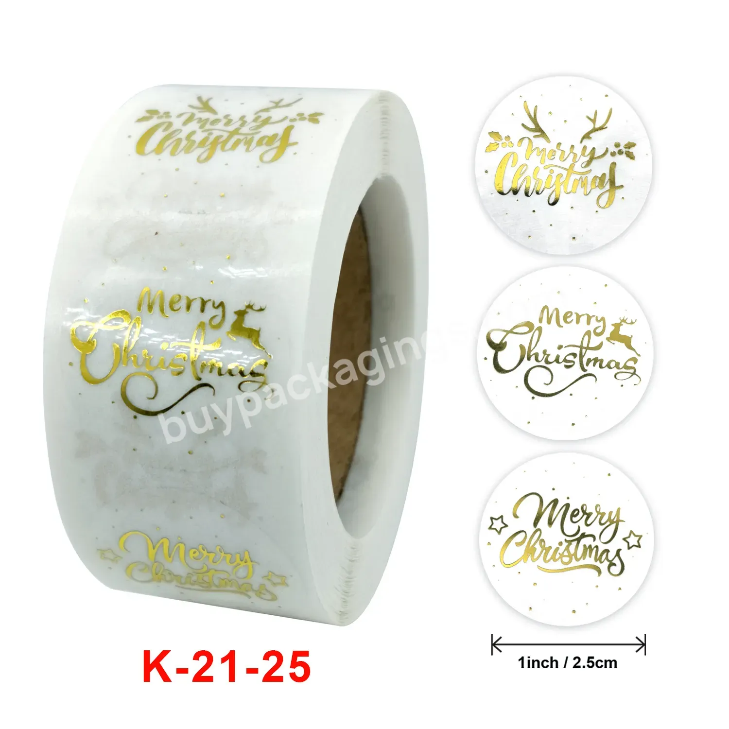 Yohpack New Wholesale Rolls Packing Transparent Gold Stickers Christmas Stickers Holiday Gift Sticker Tags