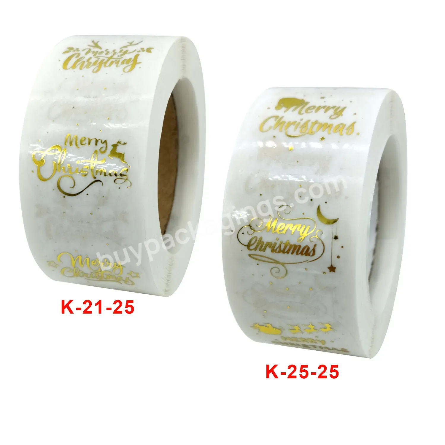 Yohpack New Wholesale Rolls Packing Transparent Gold Stickers Christmas Stickers Holiday Gift Sticker Tags