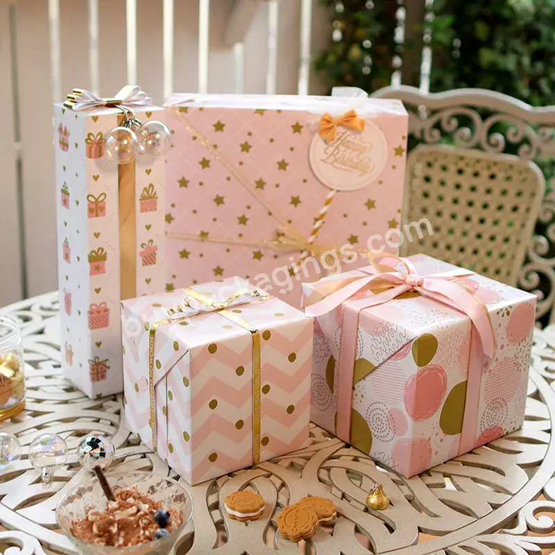 Yohpack Shinny Copper Paper Metal Soft Pink Cute Printing Gold Valentine's Birthday Gift Box Packaging Paper