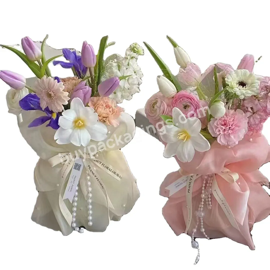 Yohpack Stock Soft Floral Wrapping Imitation Silk Fabric Bouquet Packaging Yarn Mesh For Flowers