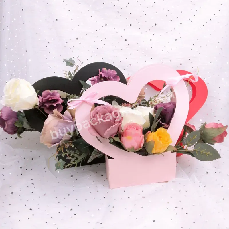 Yohpack Valentine Day Creative Flower Carry Bag Heart Packaging Luxury Paper Flower Box