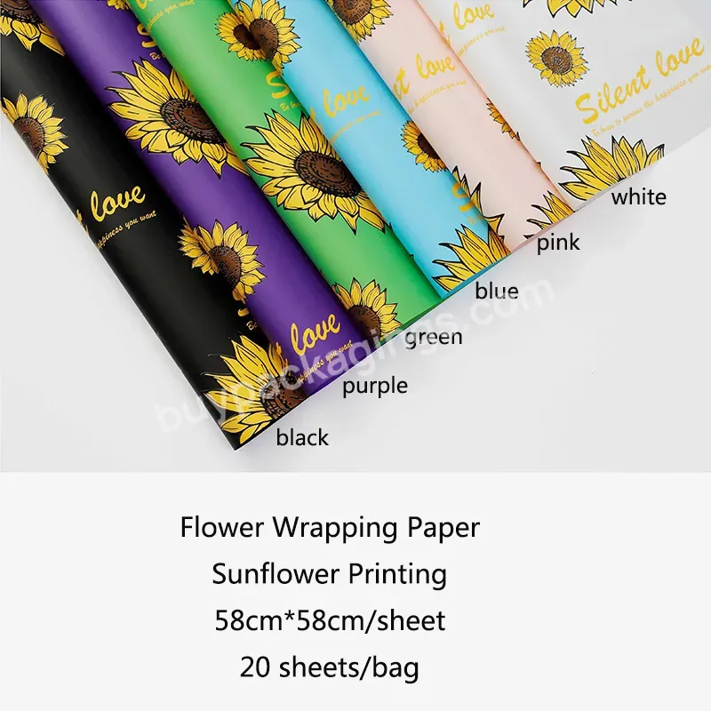 Yohpack Valentine's Day Florists Special Paper New Sunflower Multi-color Waterproof Simple Flower Wrapping Paper