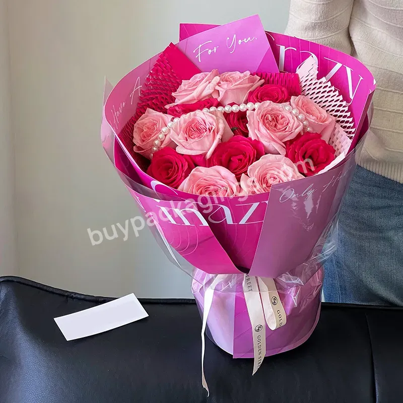 Yohpack Valentine's Day New Flower Wrapping Paper Barbie Pink Kraft Paper For Flower Bouquet