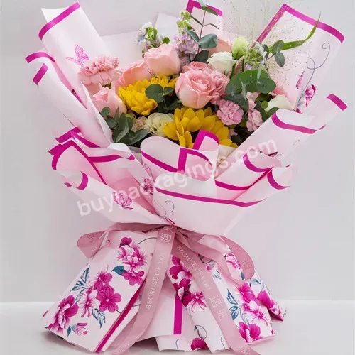 Yohpack Valentine's Day Spring Color Retro Nostalgia Large Flower Print Thickened Waterproof Bouquet Gift Paper