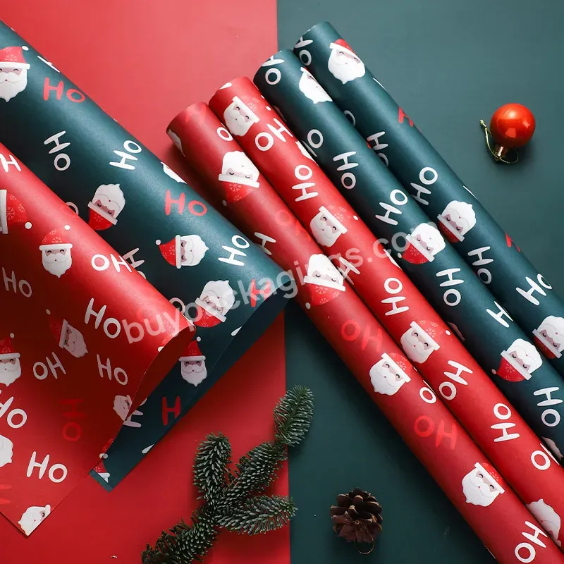 Yohpack Waterproof Merry Christmas Apple Wrapping Kraft Paper Christmas Eve Gift Flower Bouquet Paper Wrapping