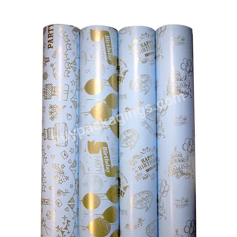 Yohpack White Coated Paper With Gold Stamping Printed Paper Graffiti Children's Party Gift Box Packing Paper