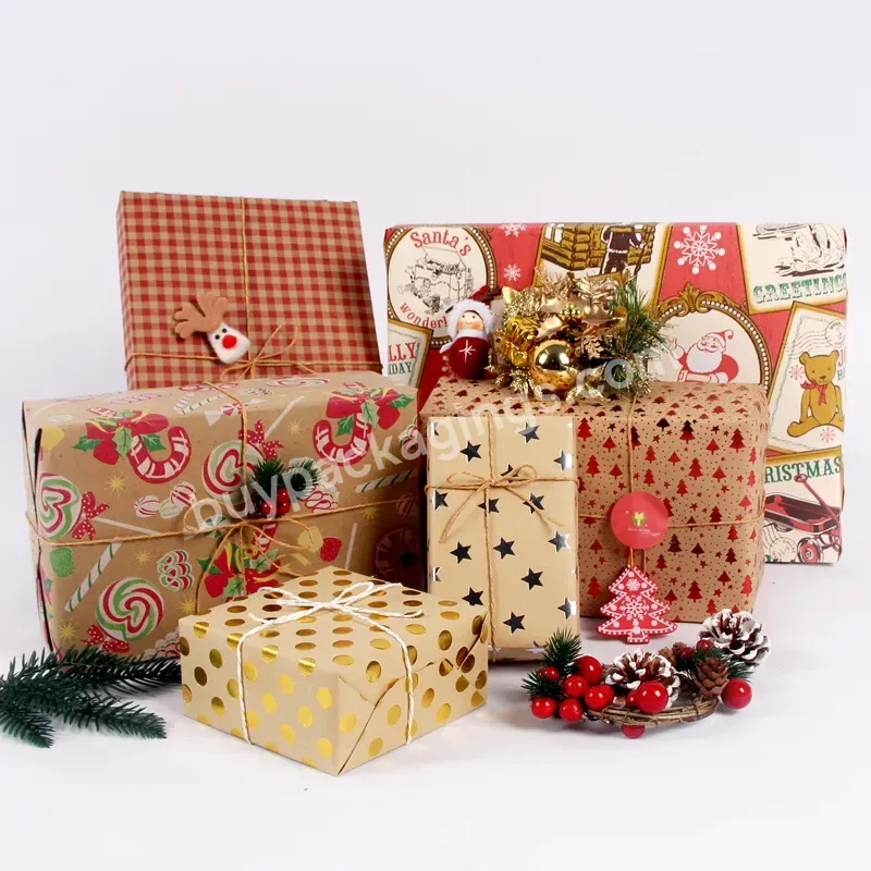 Yohpack Wholesale Kraft Paper Bronzing Gift Wrapping Paper Christmas Candy Packing Paper