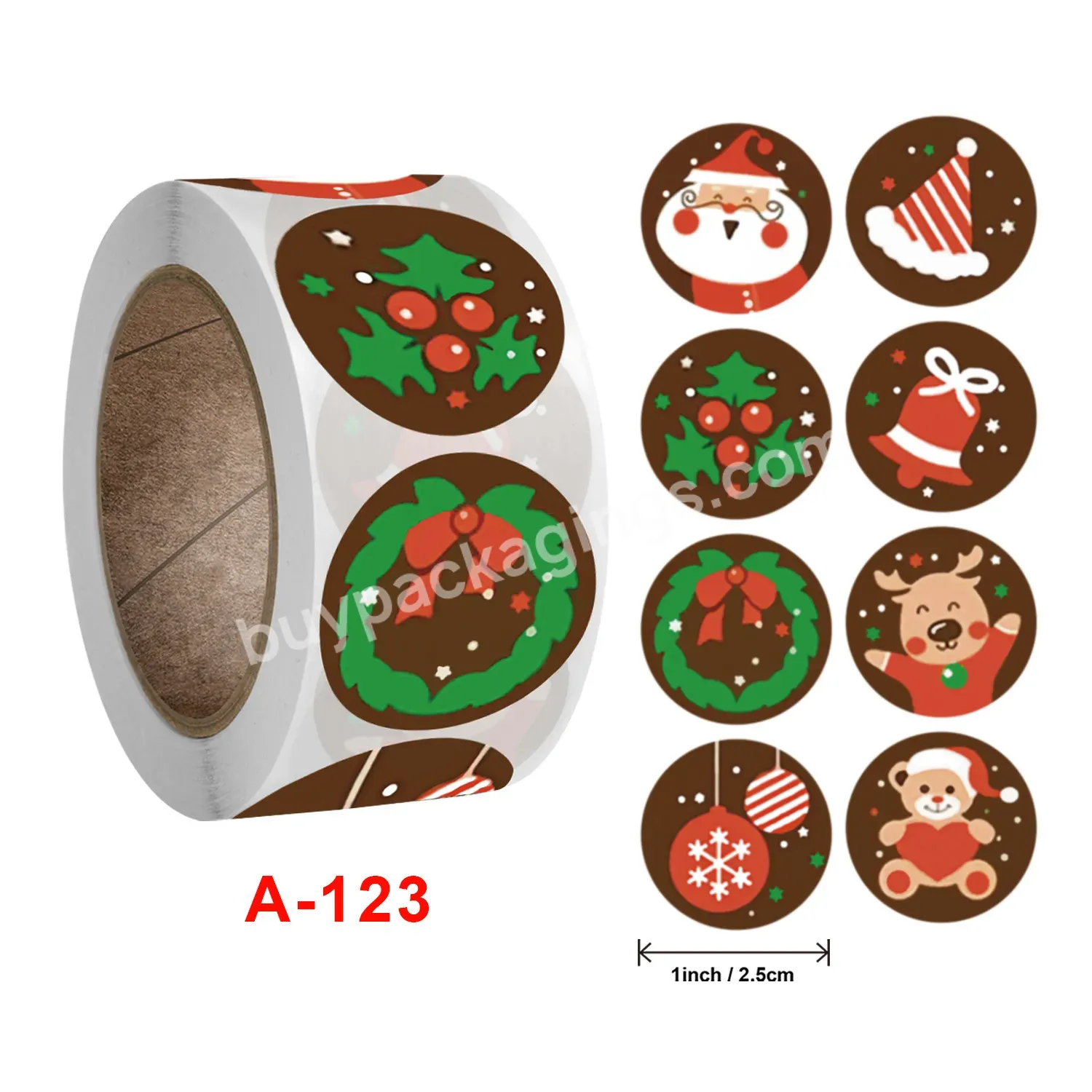 Yohpack Wholesale Wrap Stickers Round Christmas Decorative Gift Series Cute Cartoon Sticker Labels