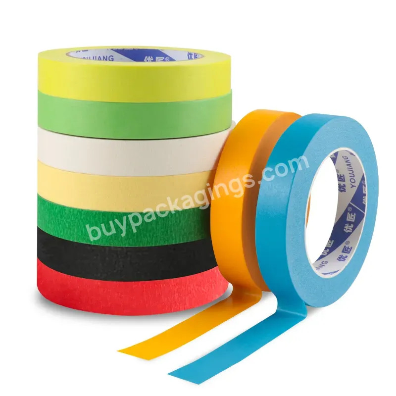 You Jiang Colorful Strong Green Cinta Jumbo Roll Washi Crepe Paper Paint Painting Tool Painter Masking Tape For Car Automotive