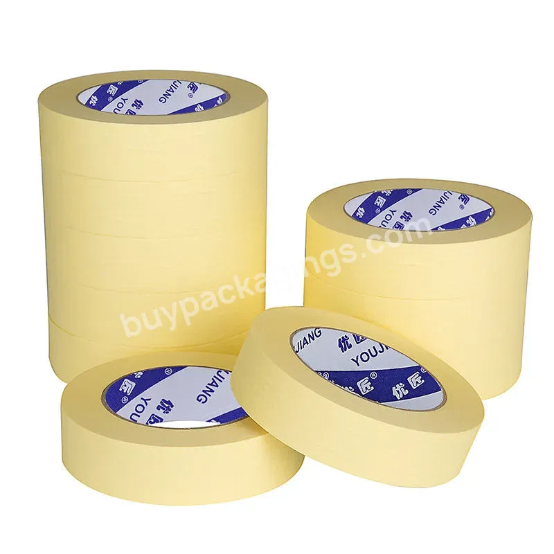 You Jiang Great Quality Solvent Rubber Glue Yellow Masking Tape,General Purpose Masking Tape