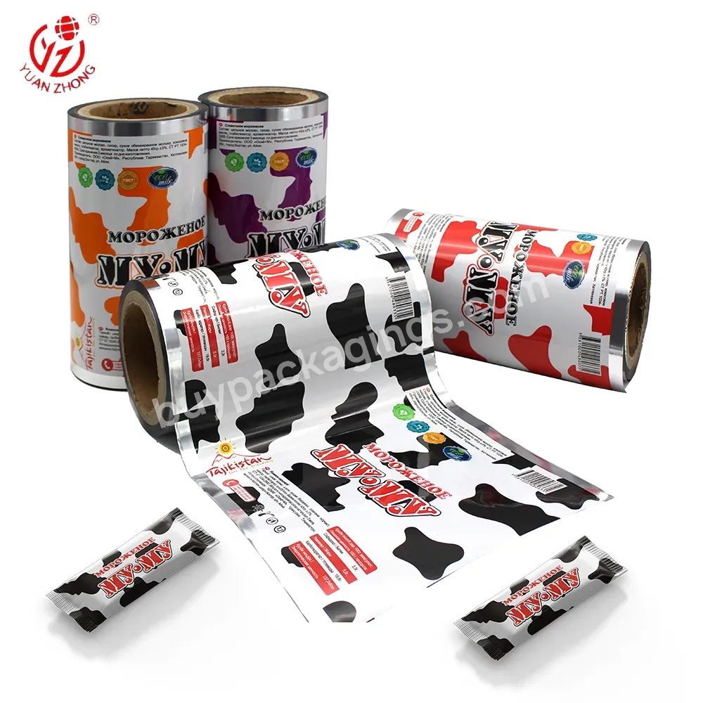 Yuanzhong Custom Print Aluminium Laminated Plastic Film Roll Plastic Foil Packaging Roll Bopp Film Wrap For Popsicle/ice Cream