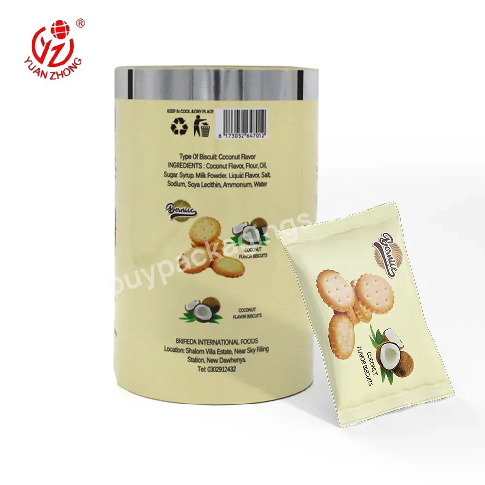 Yuanzhong Pack Custom Printing Food Grade Candy Wrapper Plastic Packaging Film Roll Laminating Metalized Food Film For Snack