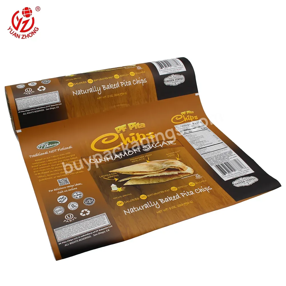 Yuanzhong Pack Plastic Bopp/vmpet/pe Laminating Film Custom Logo Design Printed Food Snack Potato Chips Packaging Film