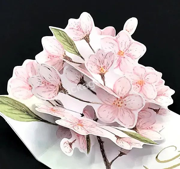 Zeecan 2022 Creative Five-petal Cherry Blossom Logo Custom Paper Pop Up Greeting Card Gift Card Merry Christmas Card - Buy Diy Greeting Cards,Flower Greeting Cards,Butterfly Notecards Pop Up Cards.