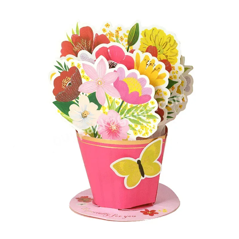 Zeecan 3d Flower Bouquet Card Pop Up Flower Flora 3d Greeting Card Lily Tulip Sunflower Rose Handmade Paper Greeting Gift Card - Buy Paper Bouquet Pop Up Cards,All Occasion Greeting Cards,Thank You Greeting Cards.