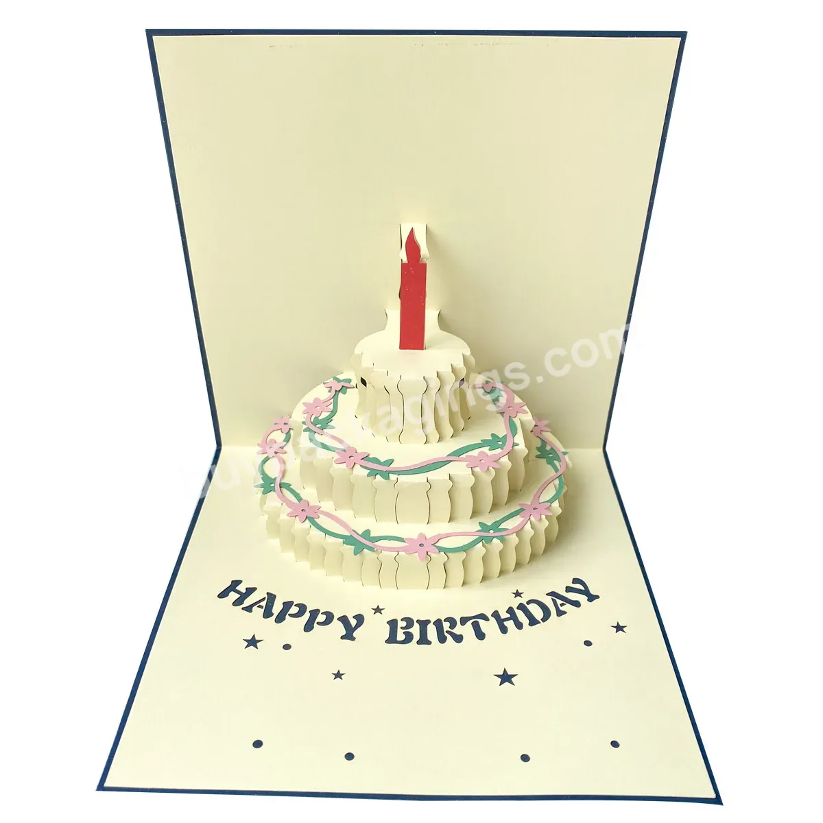 Zeecan 3d Paper Material Wholesale High Quality Decoration Greeting Birthday Pop Up Card Cake And Gift Handmade Card