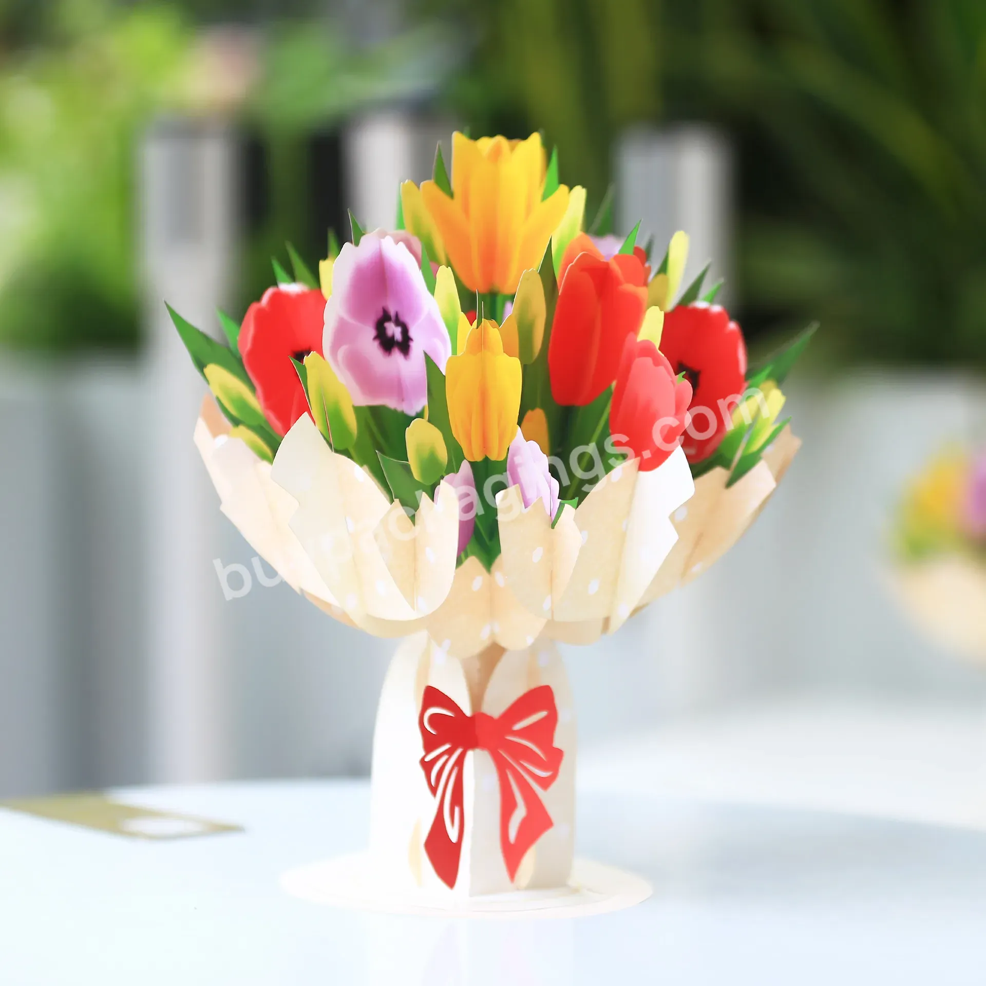 Zeecan 3d Paper Pop Up Cards Tulip Bouquet Flower Forever Flower Bouquet 3d Popup Greeting Cards With Note Card And Envelop