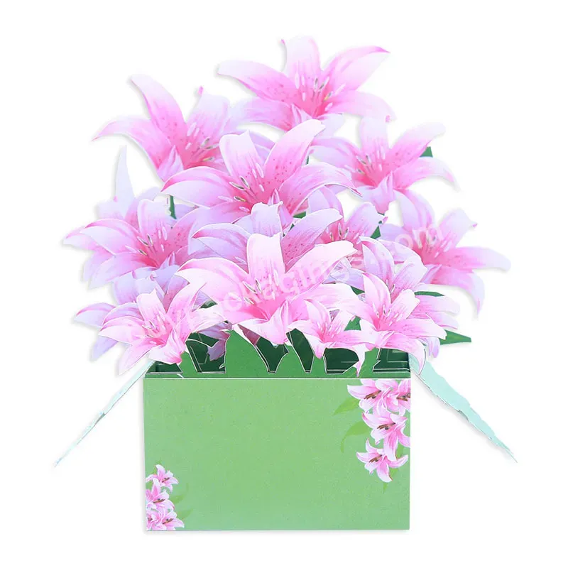 Zeecan Business Paper Pop Up Cards Lilies Bouquet Flower 3d Popup Greeting Cards With Note Card And Envelope - Buy Popup Greetings Card,Business Greeting Card,Plain Greeting Cards.