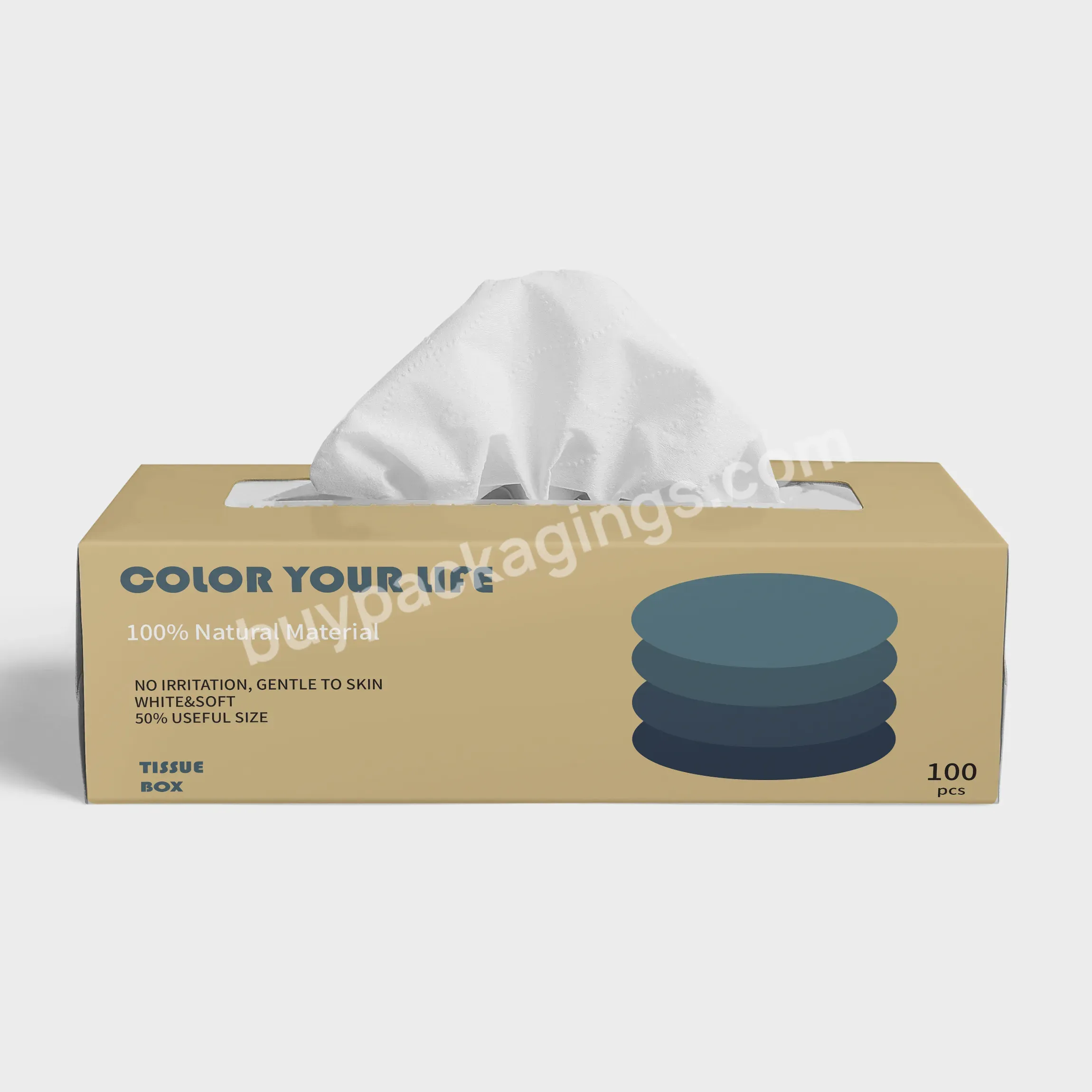 Zeecan Car Brown Kraft Customized Facial Tissue Paper Box Tissue Paper