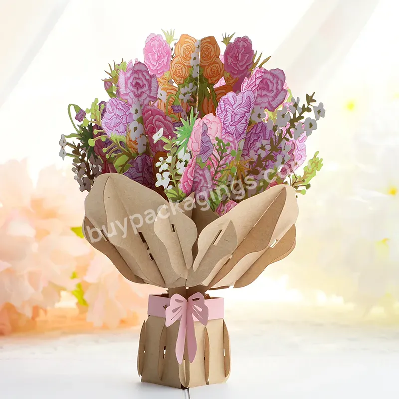 Zeecan Custom Bouquet Of Carnations Greeting Card 3d Three-dimensional Pop Up Creative Floral Bouquet Greeting Cards - Buy Greeting Card Custom Recyclable,Paper Flowers Greeting Card,Greeting Cards For Wedding.